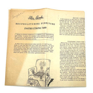 Alice Brooks Vintage Furniture Reupholstery Instructions #7460